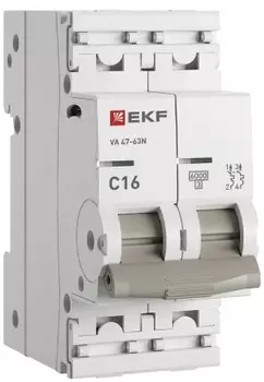 Автоматический выключатель EKF M636216C 2P 16А (C) 6кА ВА 47-63N PROxima