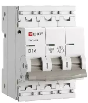 Автоматический выключатель EKF M636316D 3P 16А (D) 6кА ВА 47-63N PROxima