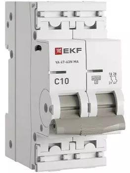Автоматический выключатель EKF M63MA6210C ВА 47-63N MA 2P 10А (C) 6кА без тепл. расцепит. PROXIMA