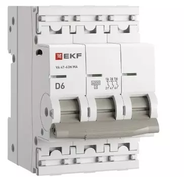 Автоматический выключатель EKF M63MA6310D ВА 47-63N MA 3P 10А (D) 6кА без тепл. расцепит. PROXIMA