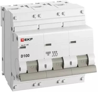Автоматический выключатель EKF mcb47100-3-100D-pro 3P 100А (D) 10kA ВА 47-100 PROxima