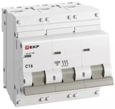 Автоматический выключатель EKF mcb47100-3-16C-pro 3P 16А (C) 10kA ВА 47-100 PROxima