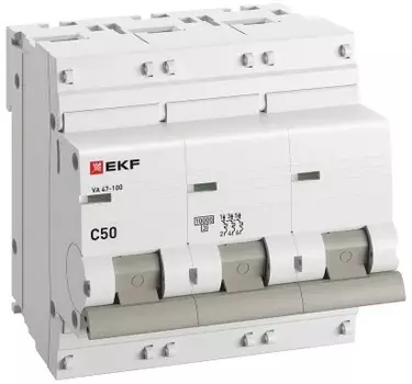 Автоматический выключатель EKF mcb47100-3-50C-pro 3P 50А (C) 10kA ВА 47-100 PROxima