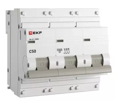 Автоматический выключатель EKF mcb47100m-3-50C-pro 3P 50А (C) 10кА ВА 47-100M без тепл. расцепит. PROxima