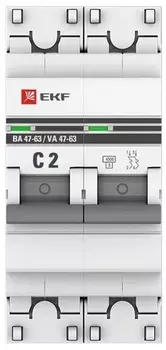 Автоматический выключатель EKF mcb4763-2-02C-pro 2P 2А (C) 4,5kA ВА 47-63