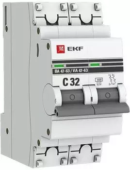 Автоматический выключатель EKF mcb4763-2-32C-pro модульный 2п C 32А 4.5кА ВА 47-63 PROxima