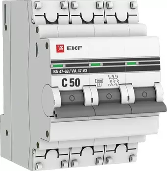 Автоматический выключатель EKF mcb4763-3-50C-pro модульный 3п C 50А 4.5кА ВА 47-63 PROxima