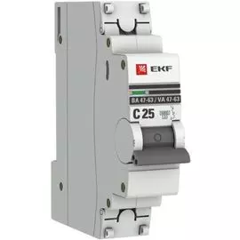 Автоматический выключатель EKF mcb4763-6-1-25C-pro PROxima 1P 25А (C) 6кА ВА 47-63