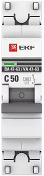 Автоматический выключатель EKF mcb4763-6-1-50C-pro 1P 50А (C) 6кА ВА 47-63
