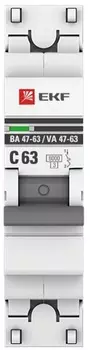 Автоматический выключатель EKF mcb4763-6-1-63C-pro 1P 63А (C) 6кА ВА 47-63