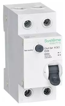 Автомат дифференциальный Systeme Electric C9D34625 City9 Set 1P+N С 25А 4.5kA 30мА Тип-AС 230В