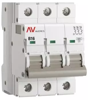 Автоматический выключатель EKF mcb6-3-16B-av AV-6 3P 16A (B) 6kA AVERES