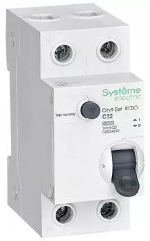Автомат дифференциальный Systeme Electric C9D34632 City9 Set 1P+N С 32А 4.5kA 30мА Тип-AС 230В