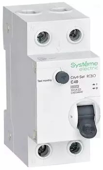 Автомат дифференциальный Systeme Electric C9D34640 City9 Set 1P+N С 40А 4.5kA 30мА Тип-AС 230В