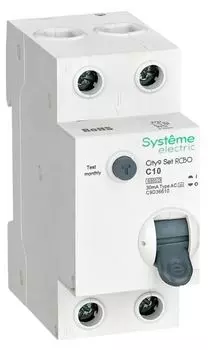 Автомат дифференциальный Systeme Electric C9D36610 City9 Set 1P+N С 10А 6kA 30мА Тип-AС 230В