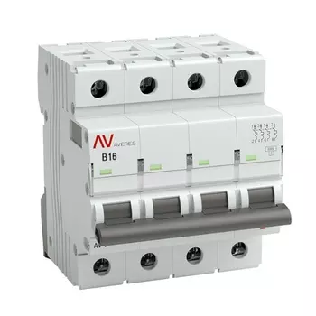 Автоматический выключатель EKF mcb6-4-16B-av AV-6 4P 16A (B) 6kA AVERES