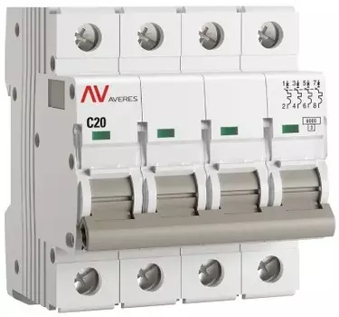 Автоматический выключатель EKF mcb6-4-20C-av AV-6 4P 20A (C) 6kA AVERES