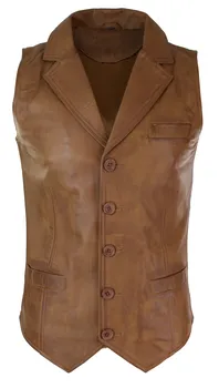 Элегантный классический кожаный жилет TruClothing, цвет tan