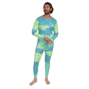 Мужская двухкомпонентная хлопковая пижама с принтом тай-дай Leveret, цвет tie dye colorful