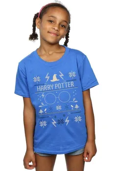 Хлопковая футболка с рождественским узором Harry Potter, синий