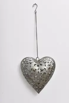 Декоративное подвесное сердце (abby décor) серый 20x21x7 см.