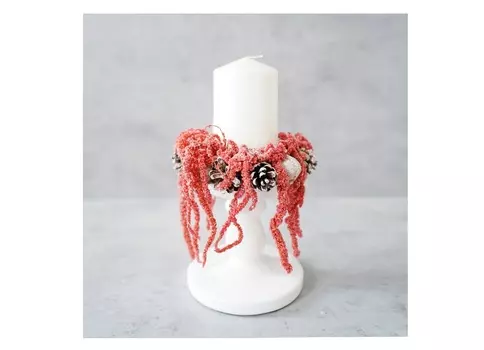 Декоративный подсвечник с амарантом (wowbotanica) белый 25 см.