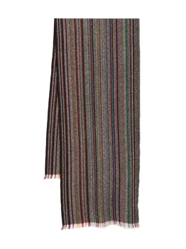 Полосатый шарф с бахромой Paul Smith, черный