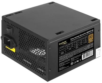 Блок питания ATX Exegate ServerPRO 80 PLUS Bronze 800PPH-SE EX292206RUS 800W (for 3U+ cases, APFC, КПД 89% (80 PLUS Bronze), 12cm fan, 24pin, 2x(4+4)p