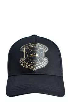 Бейсболка из хлопкового денима с фактурной эмблемой Polo Club