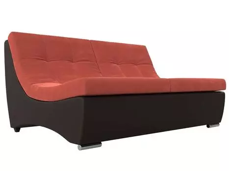 Модуль Монреаль диван Микровельвет/Экокожа Коралловый/Коричневый