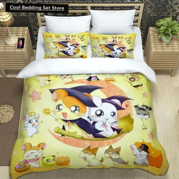 3D-печать Мультяшный милый комплект постельного белья Hamtaro Пододеяльник Пододеяльник Пододеяльник Подарок на день рождения Детский пододеяльник Постельные принадлежности Домашний текстиль EU single(135x200cm)