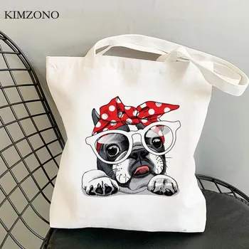 Сумка для покупок с французским бульдогом, сумка bolsas de tela bolso, джутовая сумка, хлопчатобумажная сумка bolsa compra, ткань bolsas ecologicas sacolas 24*26cm