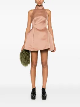 Marni атласное платье мини Duchess, коричневый