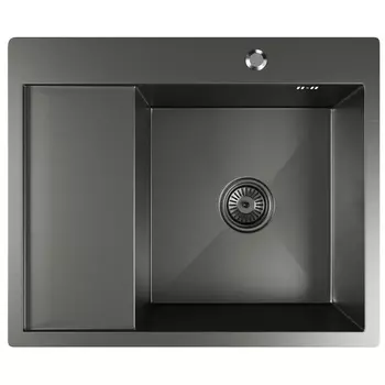 Мойка кухонная Mixline Pro 60х50 (3,0) R с сифоном, черный графит