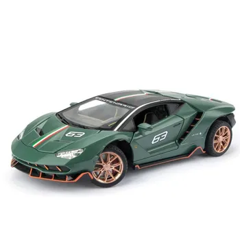 Масштаб 1/24 LP770, спортивная гоночная металлическая модель литого автомобиля, транспортные средства с инерционным механизмом, световыми и звуковыми игрушечными машинками для детей от 3 лет и старше 1/24-21x9.5x5.1cm красный