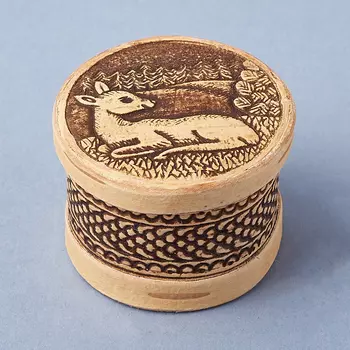 Шкатулка для хранения (дерево береста) камней / украшений (бежевый) 4,5х3,5 см