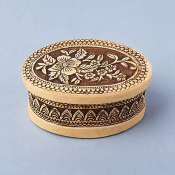 Шкатулка для хранения (дерево береста) камней / украшений (бежевый) 8,5х6х4 см