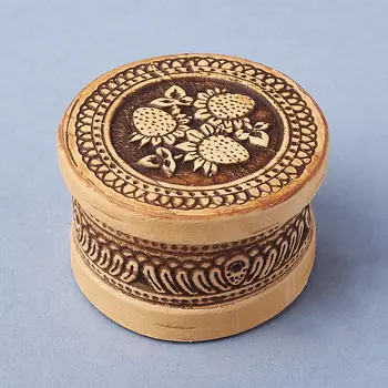 Шкатулка для хранения (дерево береста) камней / украшений (бежевый) 4,5х3 см