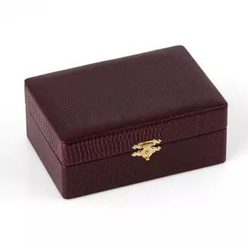Шкатулка для хранения украшений (кожа иск.) (бордовый) 145х100х60 мм