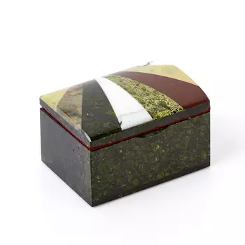 Шкатулка микс змеевик, офиокальцит, яшма 10,5х7,5х6,5 см