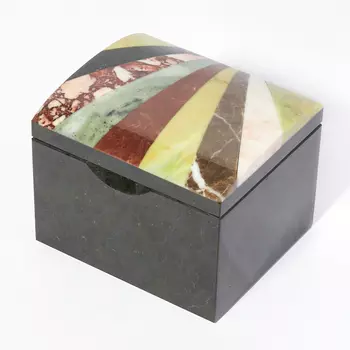 Шкатулка микс змеевик, офиокальцит, яшма 8,5х7х6 см