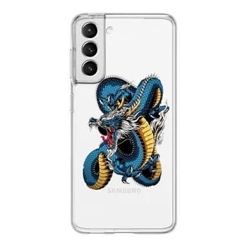 Модный чехол для телефона с драконом для Samsung Galaxy S22 S21 S20 FE Ultra 5G S10 S10E S9 S8 Plus Note 10 20, мягкий прозрачный чехол для полного объектива Samsung S20Ultra