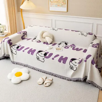 Cartoon Dog Chenille Sofa Towel Sofa Cover All-Inclusive Dustproof Anti-Scratching One-Piece Sofa Cover Cloth for Four Seasons 180*130cm