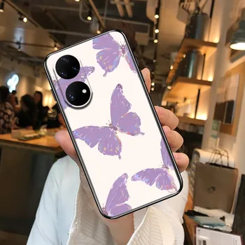 Красивый чехол для телефона с узором бабочки для Huawei p50 P40 p30 P20 10 9 8 Lite E Pro Plus, черный чехол Etui с рисунком Hoesjes комиксов Huawei P20 lite