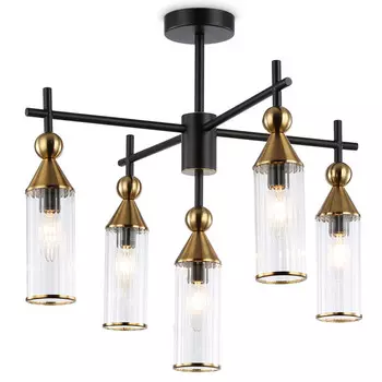люстра потолочная AMBRELLA High Light E14 5х40Вт черный/латунь/прозрачный