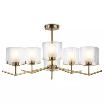 люстра потолочная AMBRELLA High Light E14 6х40Вт латунь/белый матовый