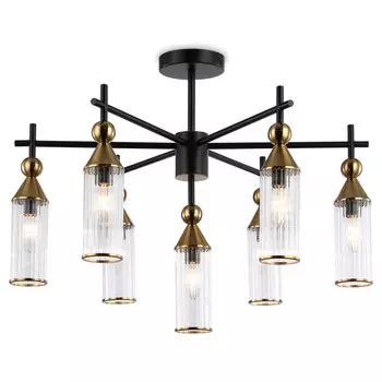 люстра потолочная AMBRELLA High Light E14 7х40Вт черный/латунь/прозрачный