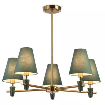 люстра потолочная AMBRELLA High Light E14х5 40Вт латунь/зеленый