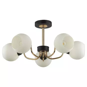 люстра потолочная LUMION Comfi E27 5х60Вт чёрный золотой