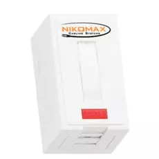 Компьютерная розетка настенная NikoMax NMC-WO1UD2-FT-ST-WT 1 порт, Кат.5e, RJ45/8P8C, FT-TOOL/110/KRONE, T568A/B, неэкран., со шторкой, белая